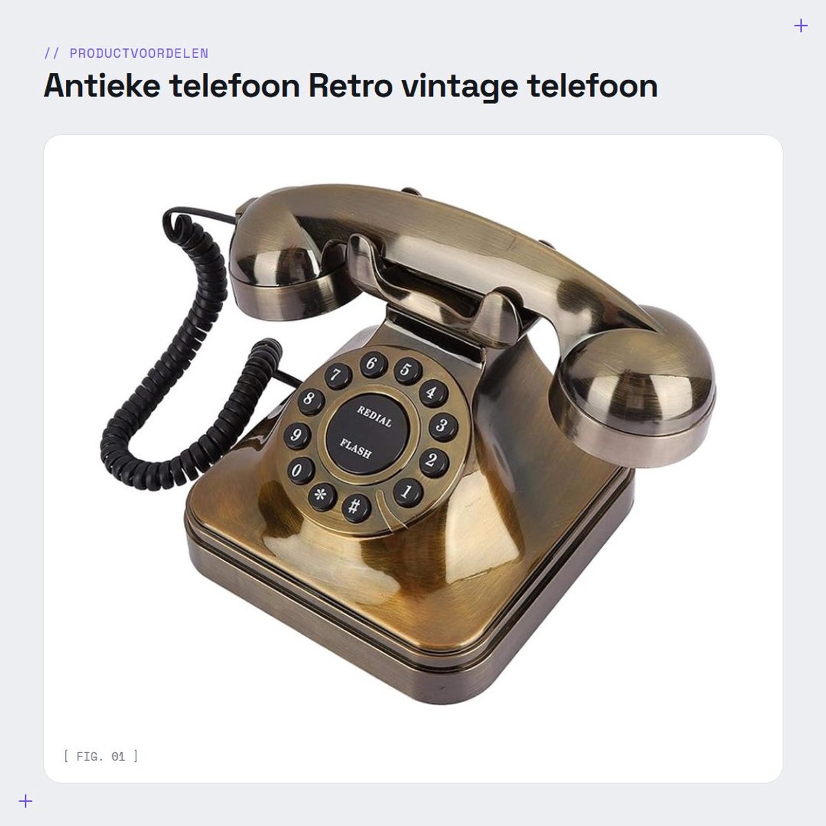 Dailygoods- Antieke Telefoon Ruisonderdrukking - Vintage Telefoon - Retro Telefoonhouder - Bureautelefoon - Nummeropslag - Klein Formaat