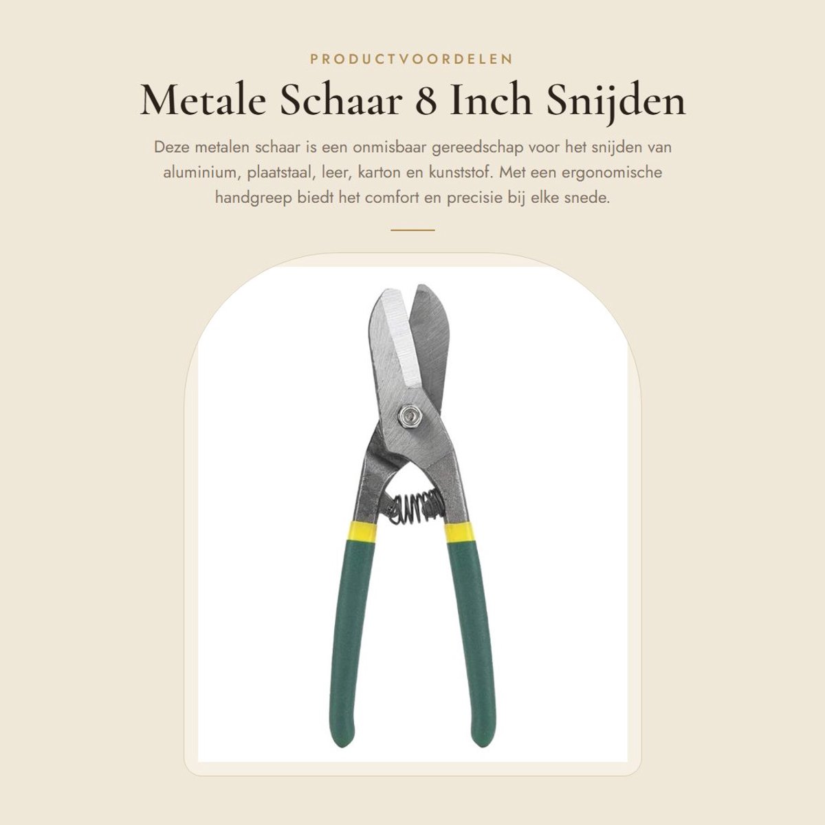 Dailygoods- Schaar 8 Inch - Ergonomische Antislip Handgreep - Snijden van Aluminium/Plaatstaal/Leer/Karton/Kunststof - Hoogwaardig Gesmeed Staal - Schokbestendig Handvat - Knipschaar