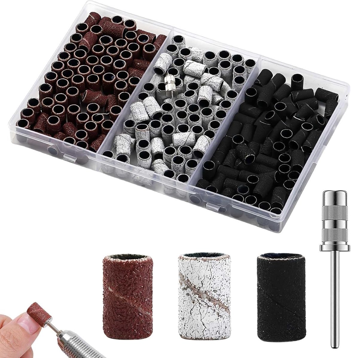 Thijox - Schuurhulzen Nagelfrees Set 210 Stuks met Schuurbanden 80/120/180 Grit - Professionele Nagelverzorging en Pedicure, Hoogwaardige Materialen,