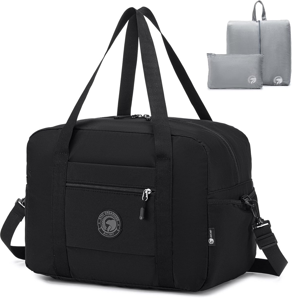 SnelShoppen - Travel Bag Hand Luggage 40x30x25 cm - Weekend Bag Sports Bag 30L Vouwbare Koffer met Toilettas - Waterdichte Handbagage voor Mannen en V