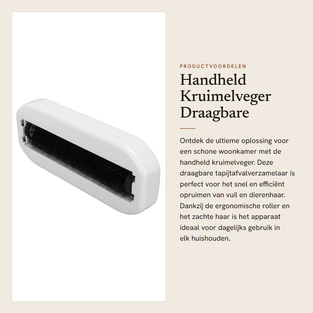 Dailygoods- Kruimelveger Draagbaar - Ergonomisch Ontwerp - Vuilnisverzameling - Zacht Borstelhaar - Hoge Prestaties - Gemakkelijk Schoon te Maken - Stofroller