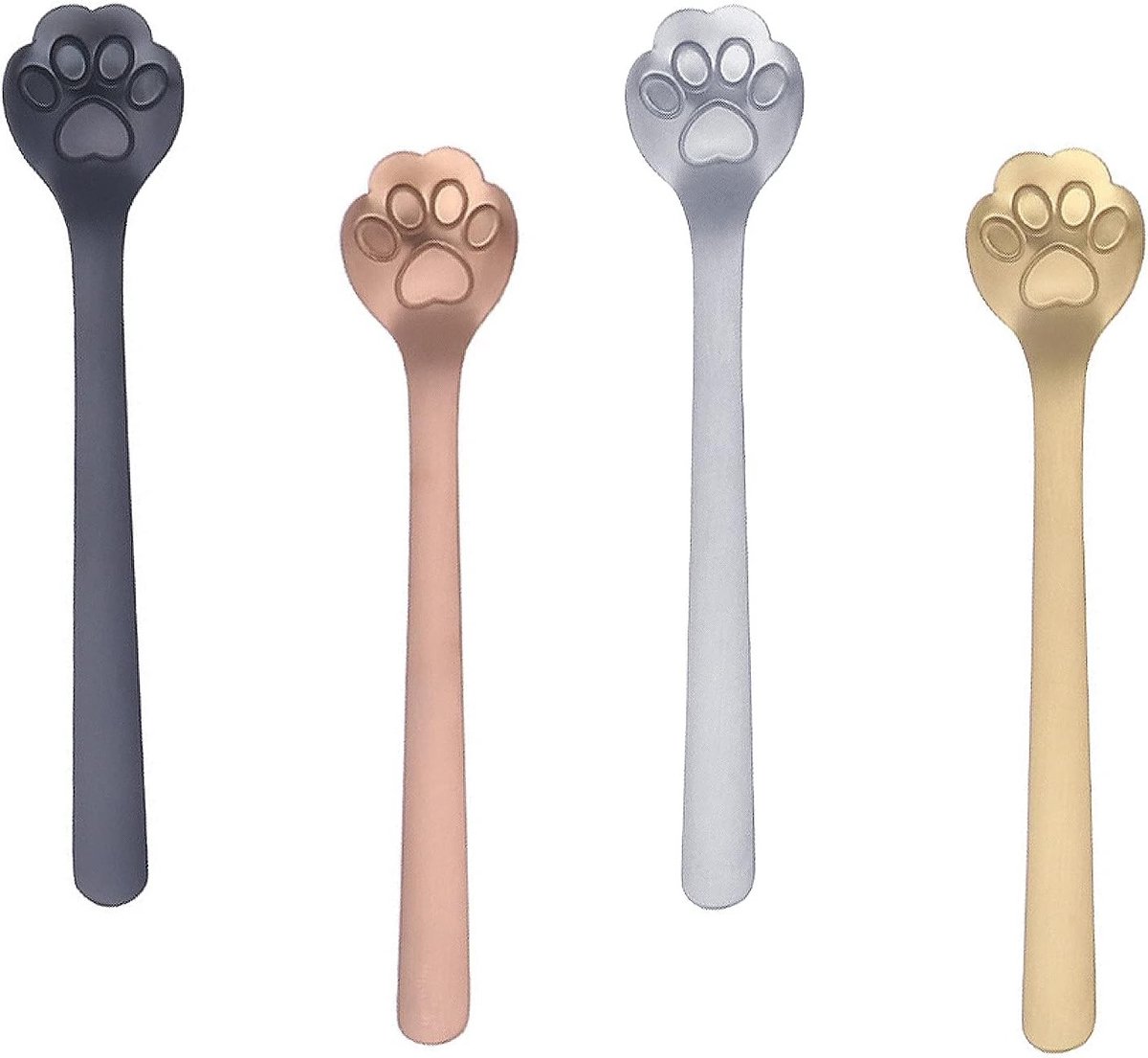 Set van 4 RVS Koffielepels voor Koffie, Thee, Melk en Dessert - Ideaal voor IJs en Milkshakes