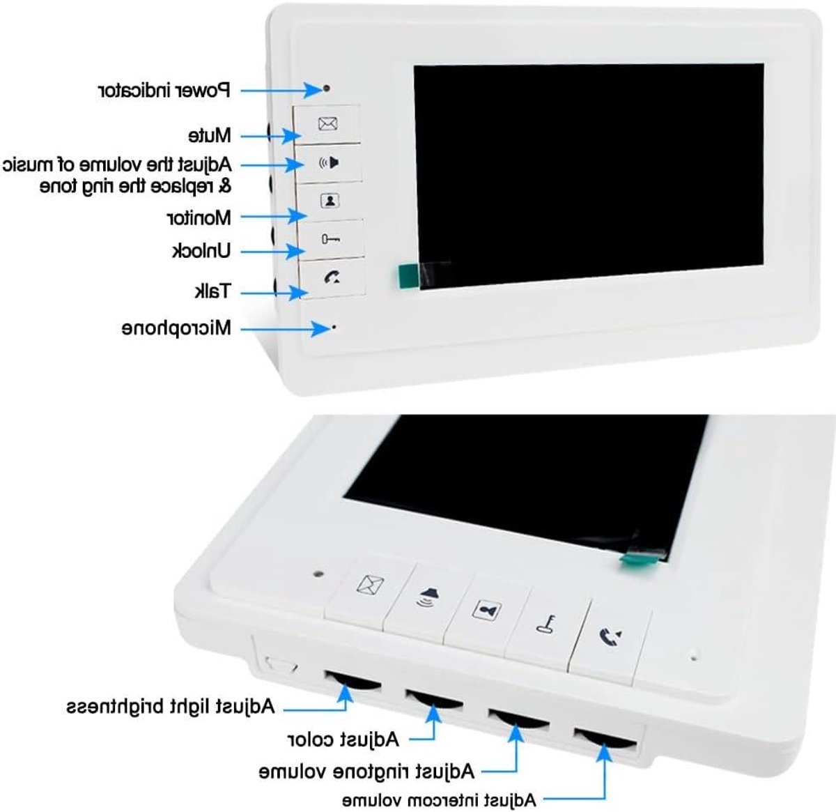 Video Deur Intercom - Bel Systeem - Huisbeveiliging Thuis - Nachtzicht Functie - 7 Inch Scherm - Zwart