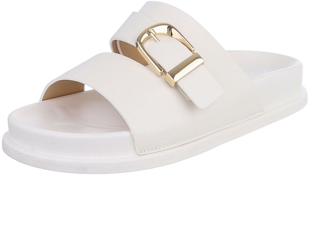Dames slip-on sandaal met gesp en comfortabele zool Mt:36