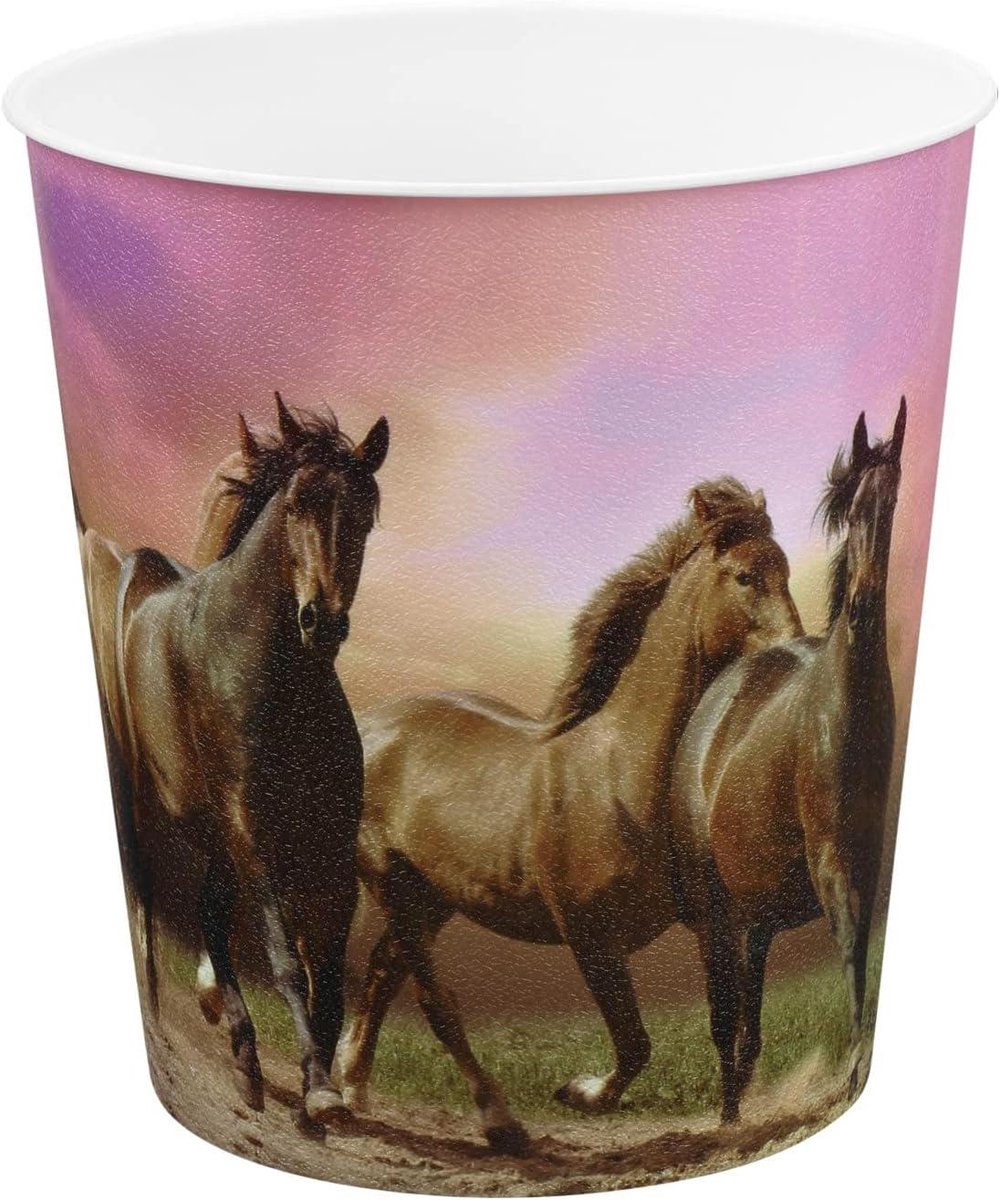 Kinder Prullenbak - Afvalbak Paard - Kinderkamer Opruimen - Vrolijk Paarden Design - 9 Liter - Multicolor