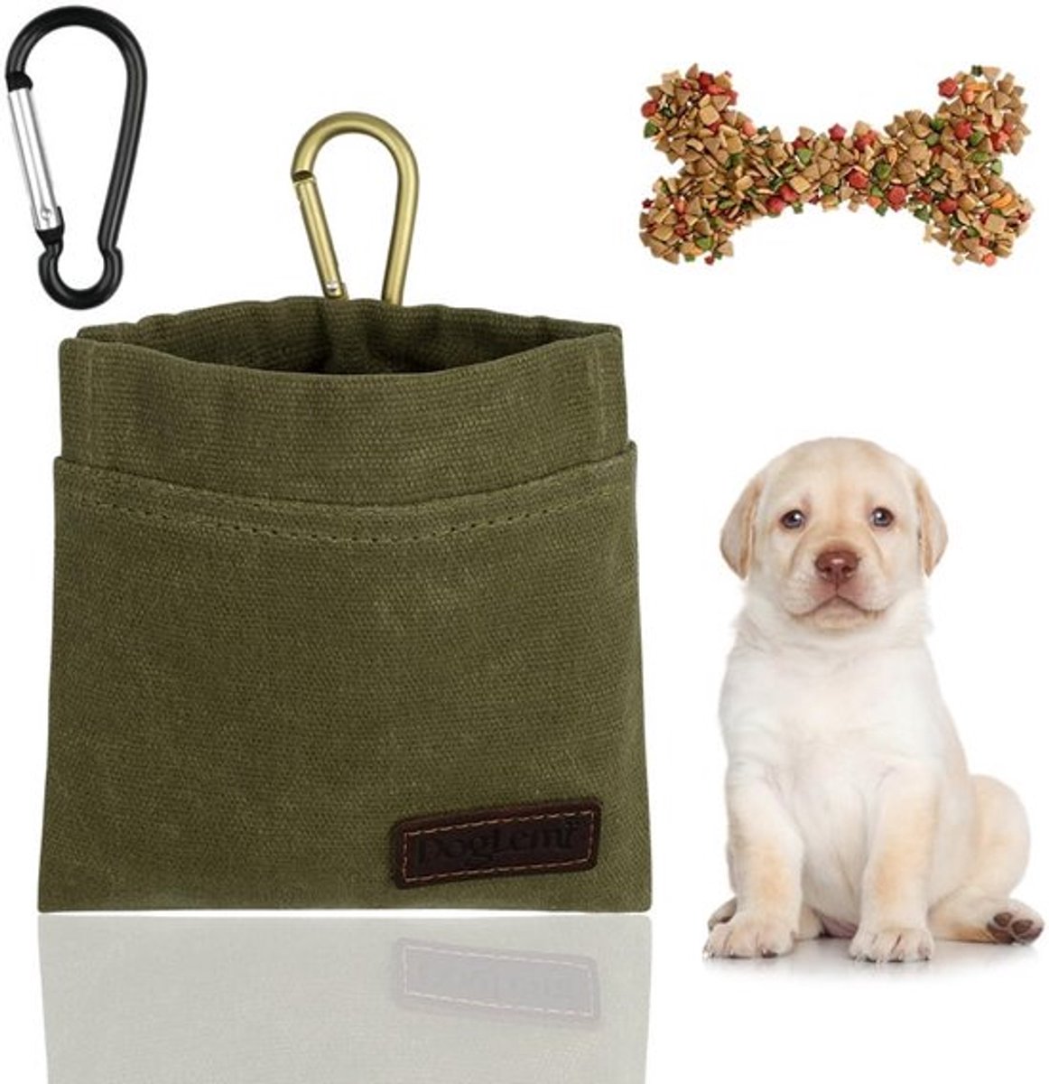 Allecto - Puppy Treat Bag - Hondenvoerzak - Waterdicht en zelfsluitend - Legergroen