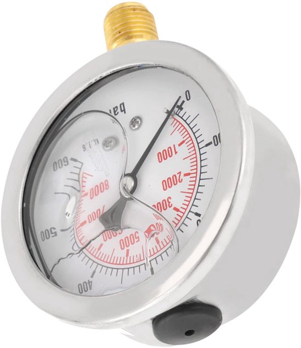 Dailygoods- Drukmeter Glycerinegevuld - Dubbele Schaal 0-600