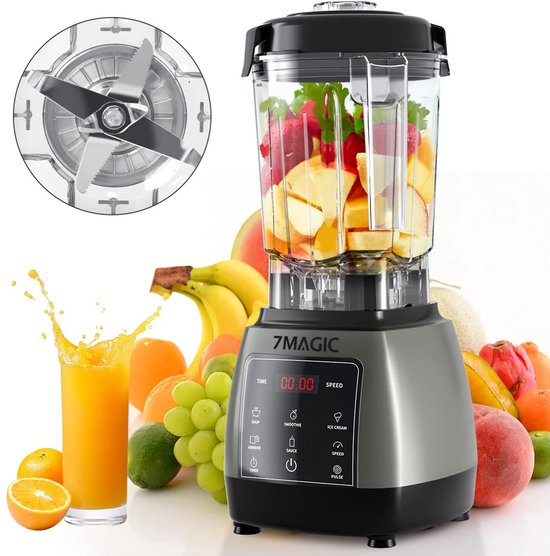 Zerova Blender 2000W - Smoothie maker - Blender Smoothie - Keukenmachine - Foodprocessor - 2L Kan - 6 RVS messen - zwart — afbeelding 2