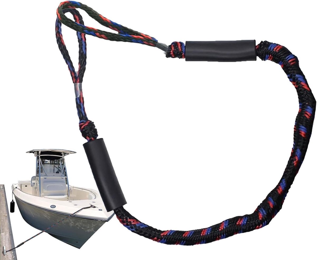 Aanmeerlijn met Ring - Boot Touw - Veilig Afmeren - Schokabsorberend - 120 cm - Zwart