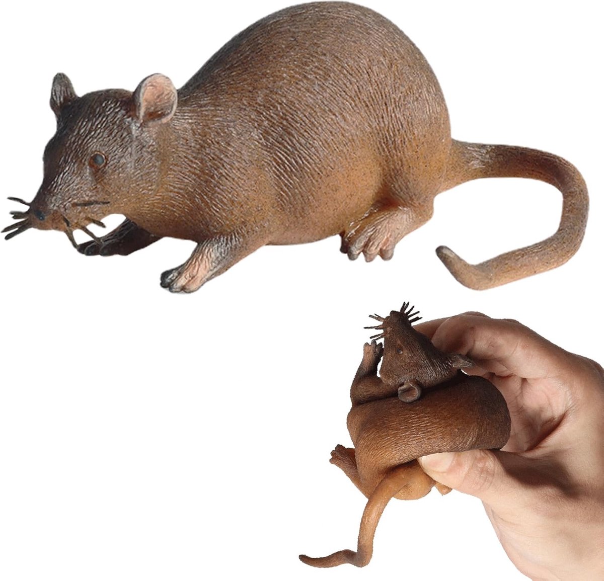 Realistisch Muisspeelgoed - Griezelig Knaagdier - Feestdecoratie - Flexibel TPR Materiaal - 18 cm - Grijs