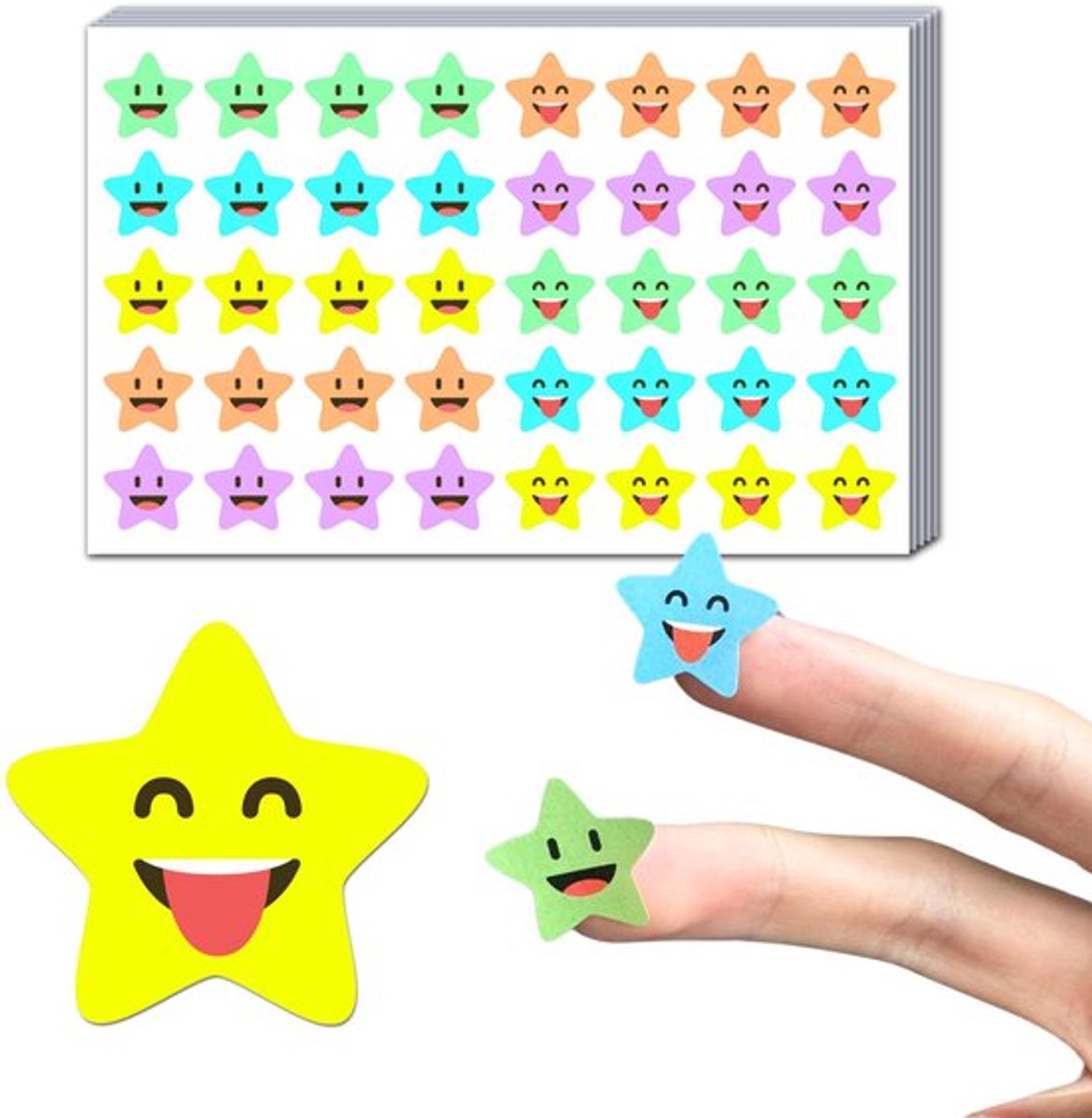 Stickers Smiling Stars voor beloningen - 1000 stukken