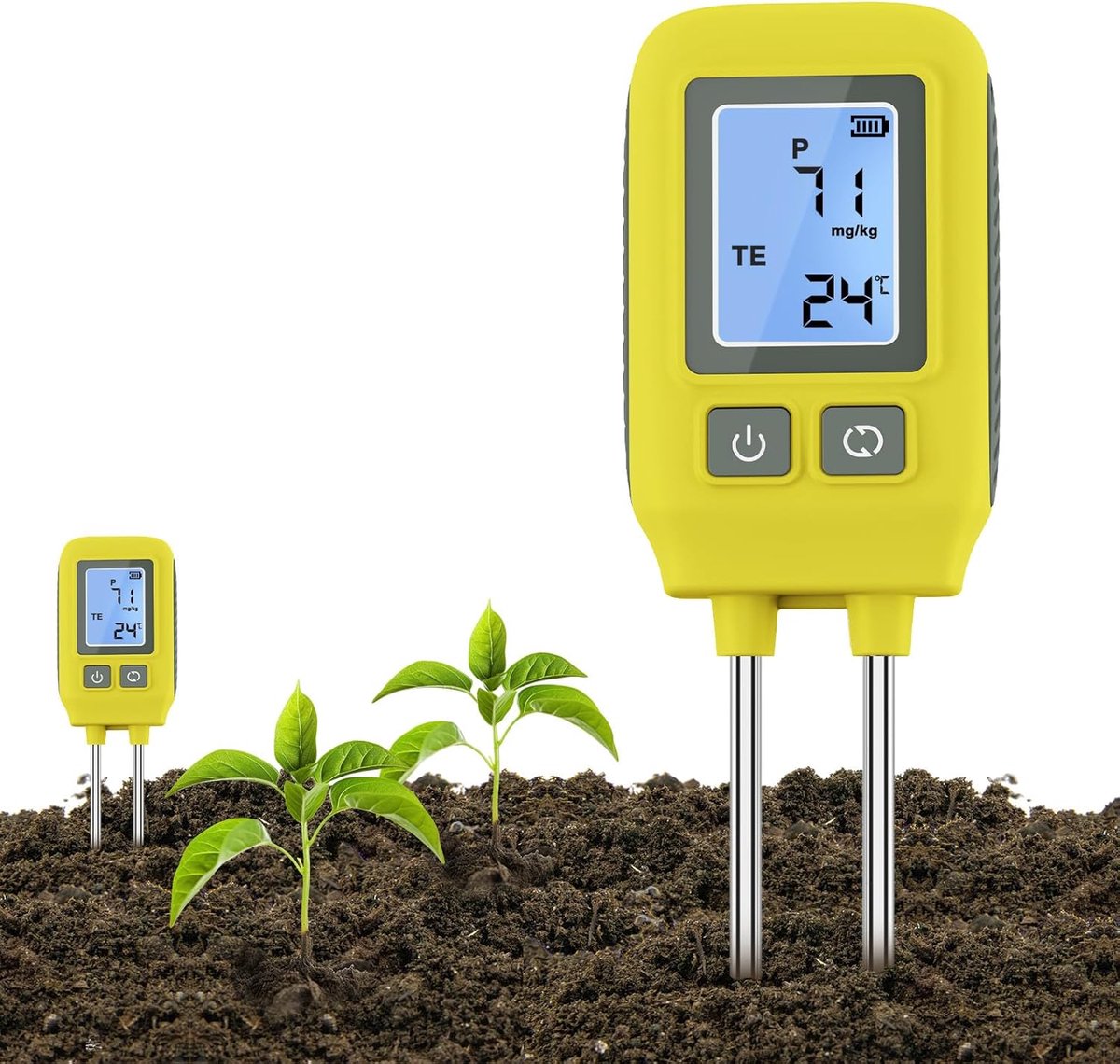 Bodemtester 4-in-1 - NPK Meter - Planten Verzorgen - LCD Display - 29 x 4 x 8 cm - Zwart