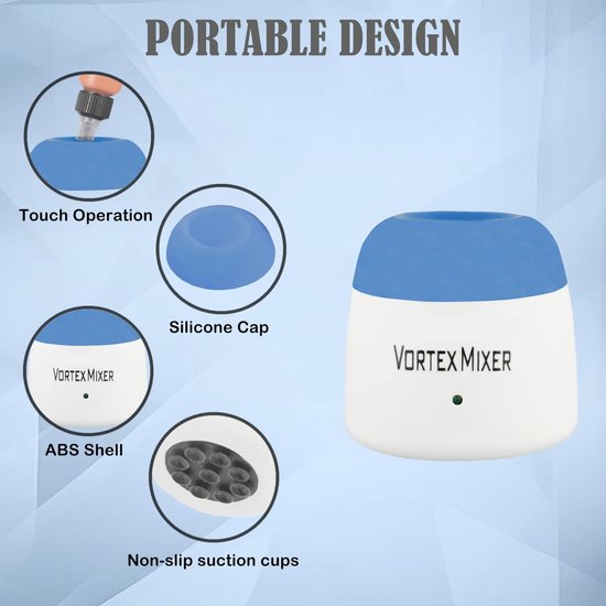Mini Vortex Mixer - Kleur Shaker - Vloeistoffen Mengen - Krachtige Borstelloze Motor - 8cm x 7.5cm - Blauw van MINI — afbeelding 4