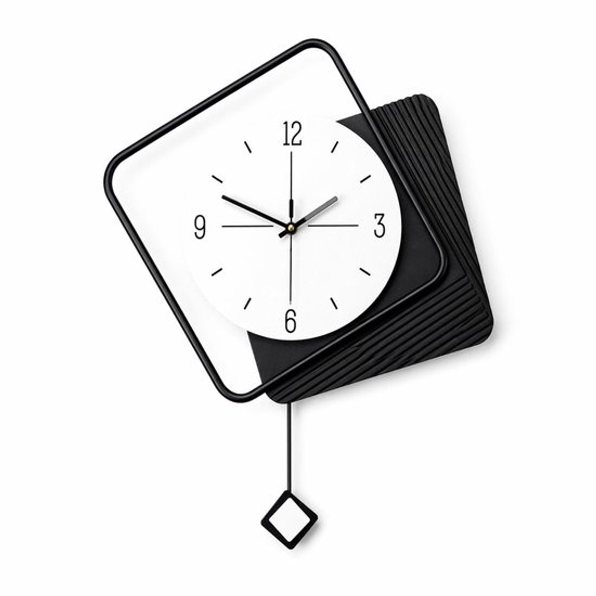 Luxaliving - Wandklok Modern Zwart/Wit 40x45 cm – Stil Uurwerk – Design Klok met Pendel – Industrieel