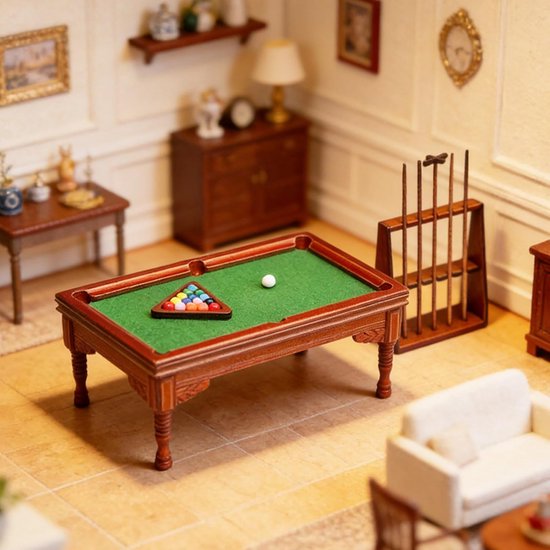 Miniatuur Biljart Tafel - Poppenhuis Decoratie - Poppenhuis Meubels - Houten Constructie - 12x12x5 cm - Niet gespecificeerd — afbeelding 5