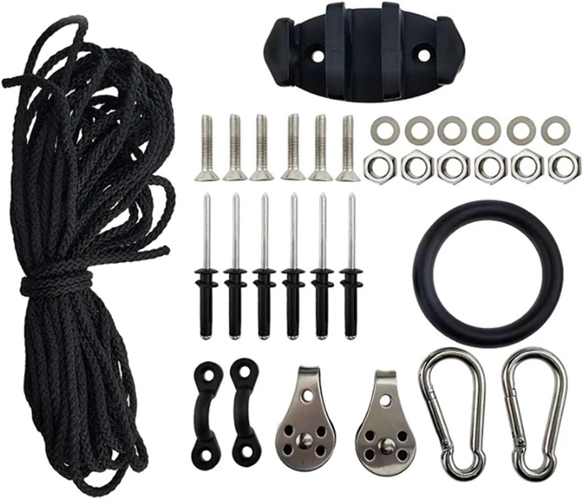 Anker Trolley Kit - Kajak Kano Systeem - Watersport Controle - Verbeterde Manoeuvreerbaarheid - 500 Gram - Zwart