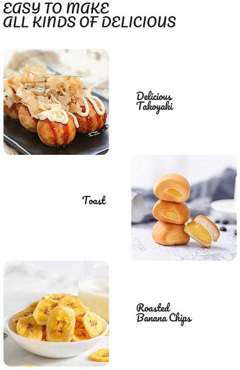 Dailygoody - Elektrische Takoyaki Maker - 18 Gaten - Dubbelzijdige Verwarming - Wit