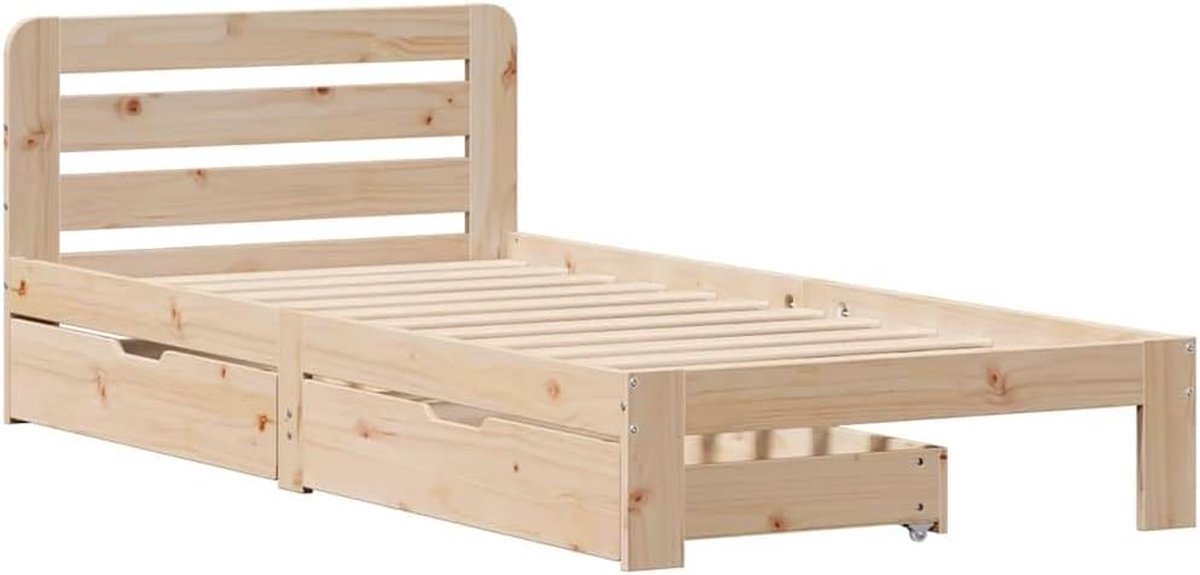 Bedframe Grenenhout - Eenpersoons Bed - Rustgevende Slaap - Stabiel Duurzaam Frame - 90x200 cm - Naturel