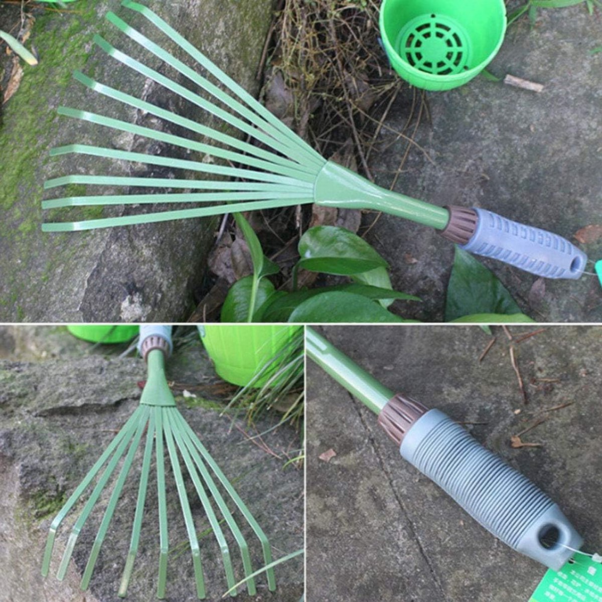 Tuinhark 9 Tanden - Bladhark Bodemegalisator - Onkruid Verwijderen - Minder Rugbelasting - 39x16 cm - Zwart