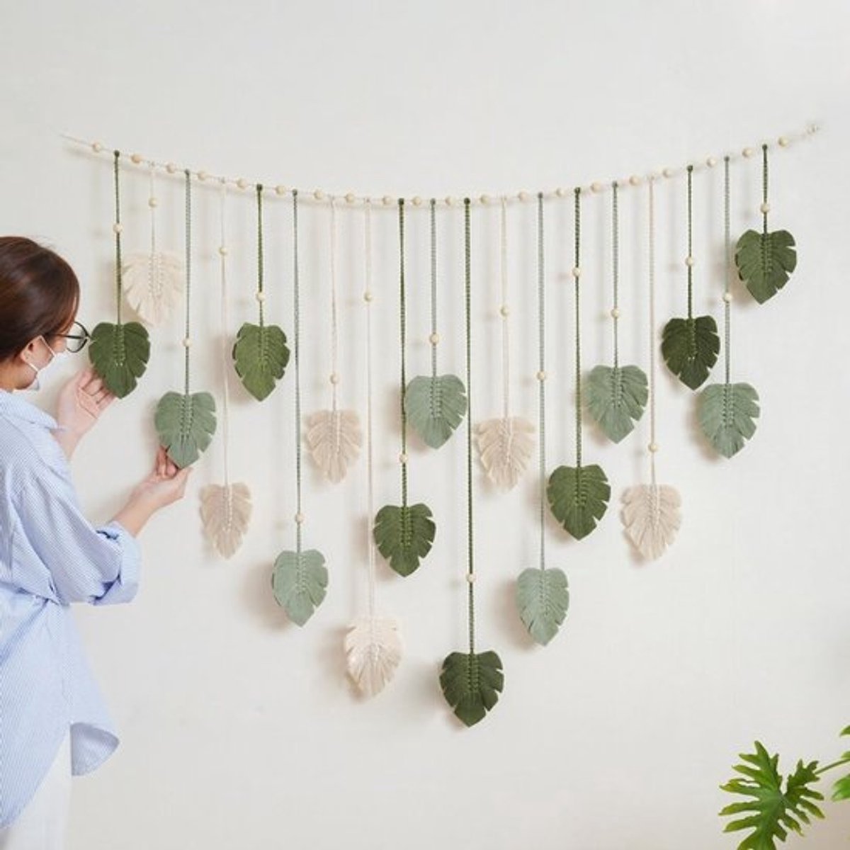 Dailygoody - Groen wandtapijt - Geweven wanddecoratie - 120 x 75 cm - Voor