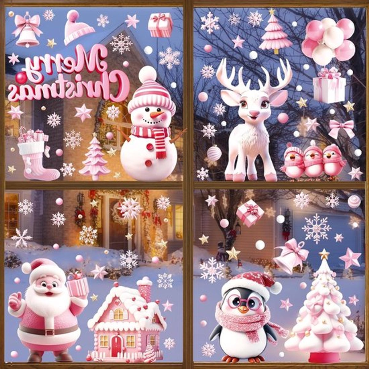 Kerstmis raamsticker set Allecto Plus - 9 vellen