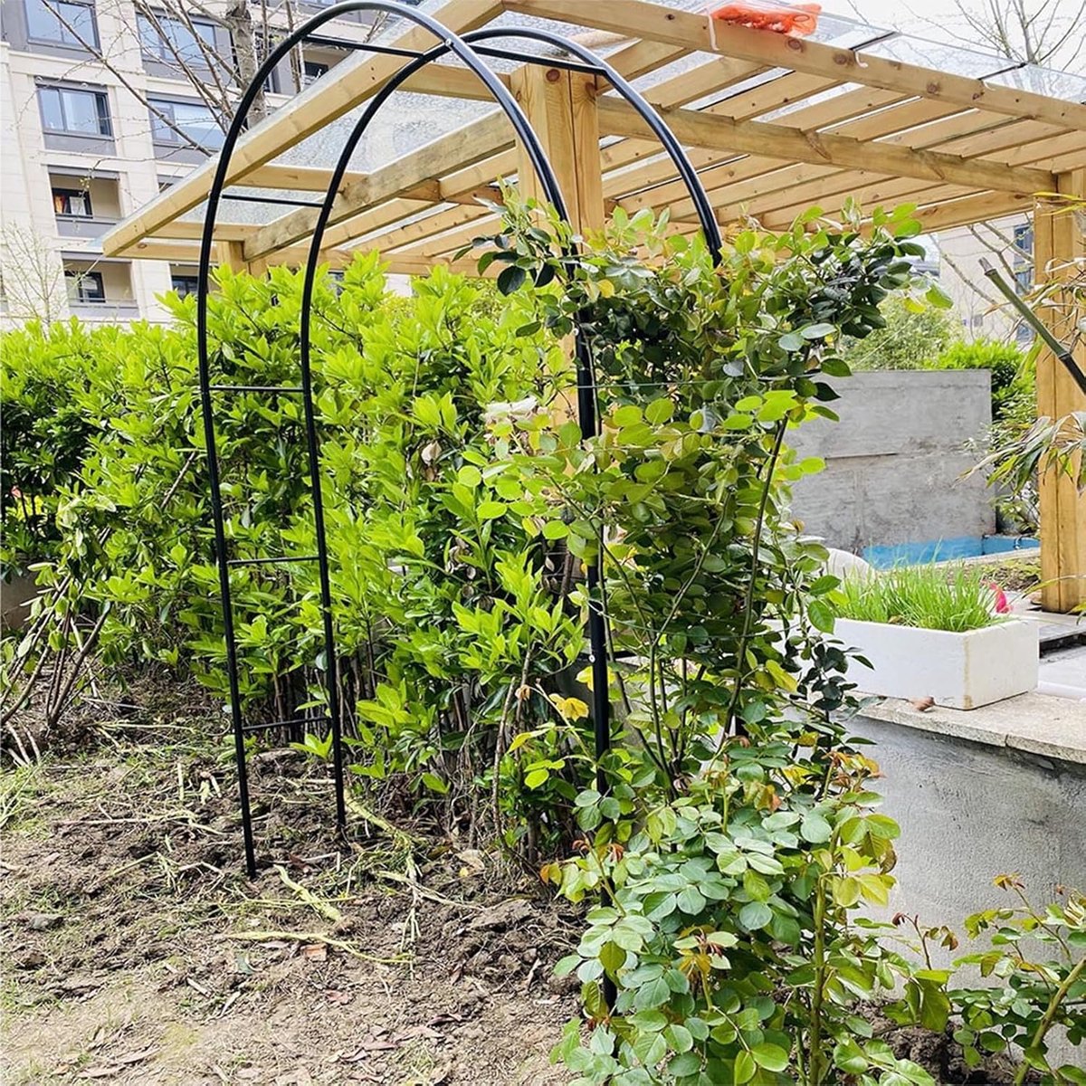 Metalen Rozenboog - Tuin Decoratie - Bruiloft Versieren - Duurzaam Staal - 120 x 220 cm - Zwart