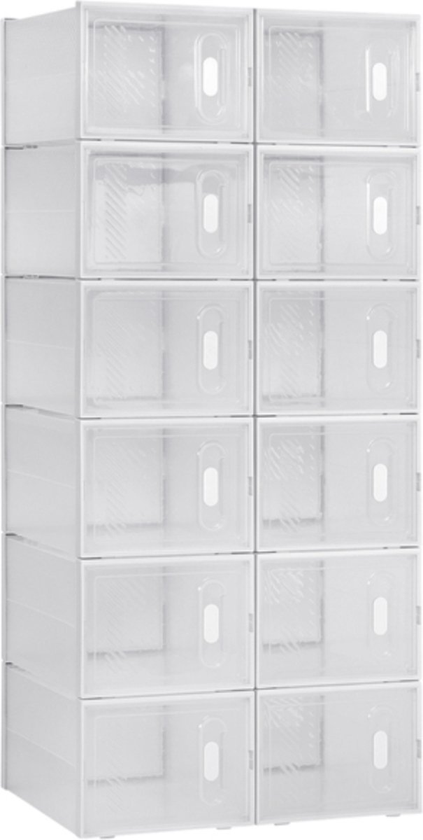 Saphly Schoenenbox Zoda 12 stuks Transparant - Sneakerbox, Schoenendoos en Opbergsysteem - Voor Dagelijks Gebruik, Thuis en Professioneel Gebruik White