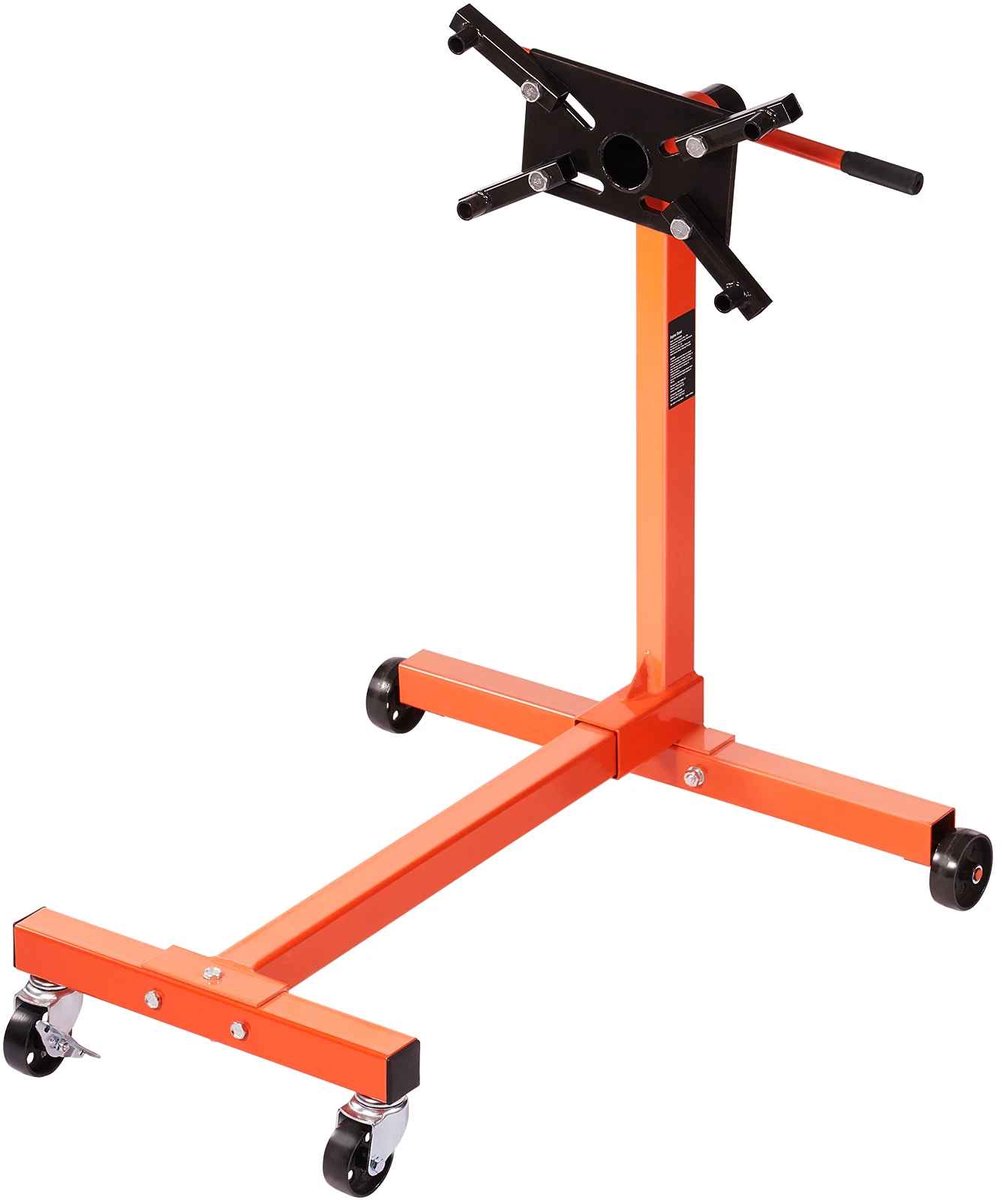 CORE Motorblokstandaard - Draaibare Motorbok - 360° Verstelbare Montagekop - Verrijdbaar - Heavy Duty - Tot 590kg(1300 lbs) - Draagvlak 25x15cm - 70x92x93cm - Oranje