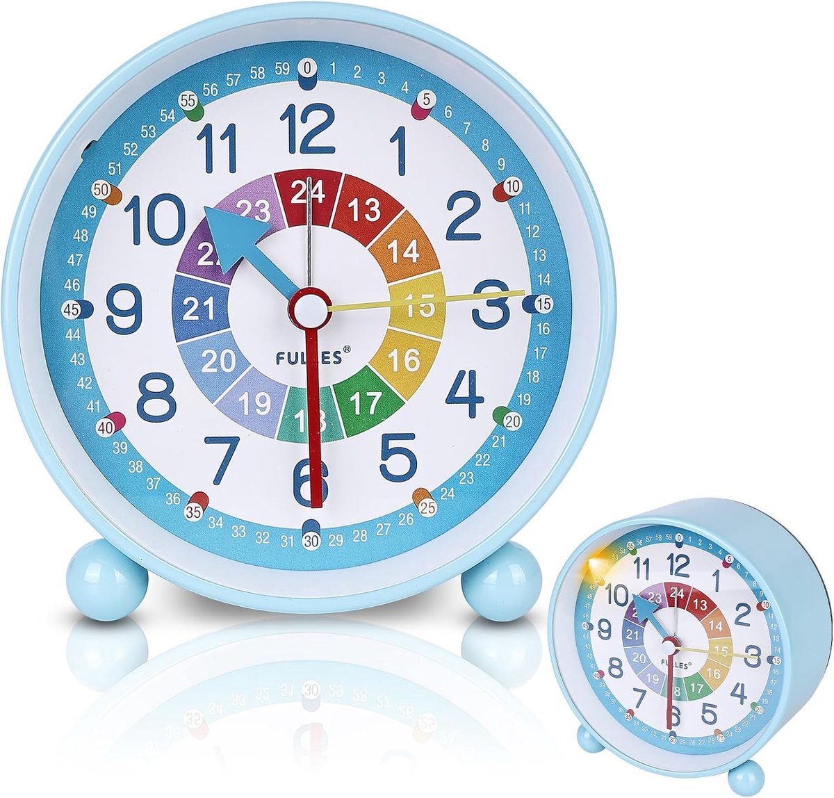 SnelShoppen - Kinderen Digitale Alarmklok zonder Tikken, Compact en Stijlvol, Met Nachtlampje, Ideaal voor Jongens en Meisjes, Kleur: Blauw, Perfect C