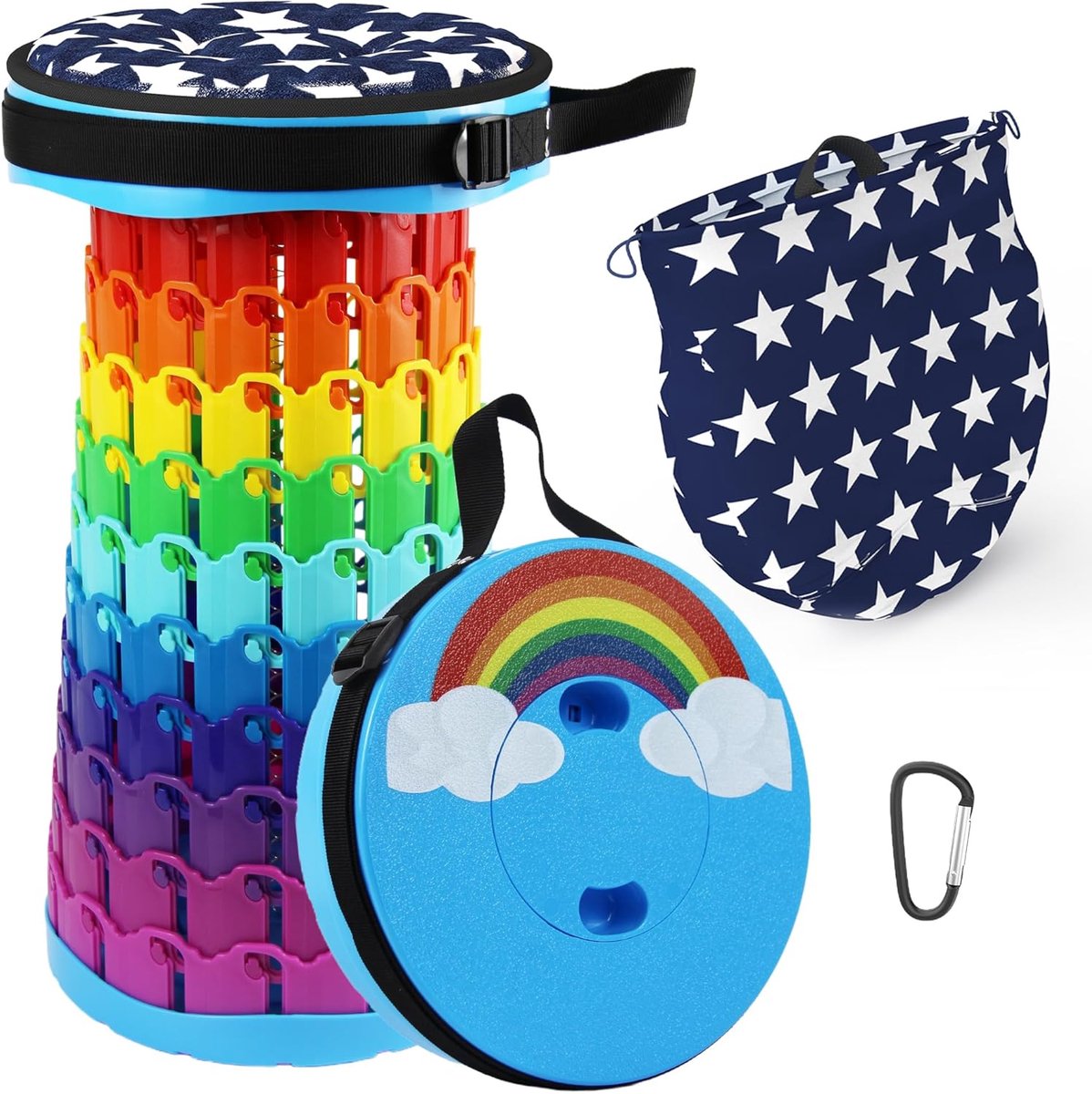 SnelShoppen - Portable Vouwstoel Campingstoel Telecopisch Mini Lichtgewicht Campingstoel voor Buiten Activiteiten, BBQ, Keuken - Max. 200kg, 9 Kleuren