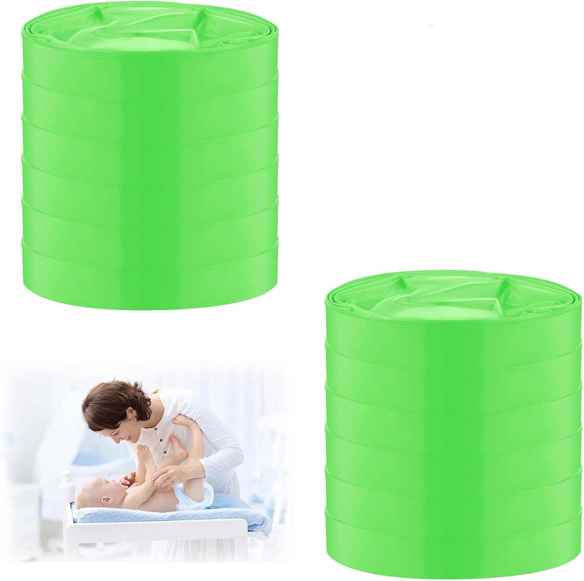 SnelShoppen - Pack van 12 Navullingen voor Luiertonnen, Universele Compatibiliteit, 4.5m Luiertas, Ideaal voor Tommee Tippee, Angelcare en Meer, Groen