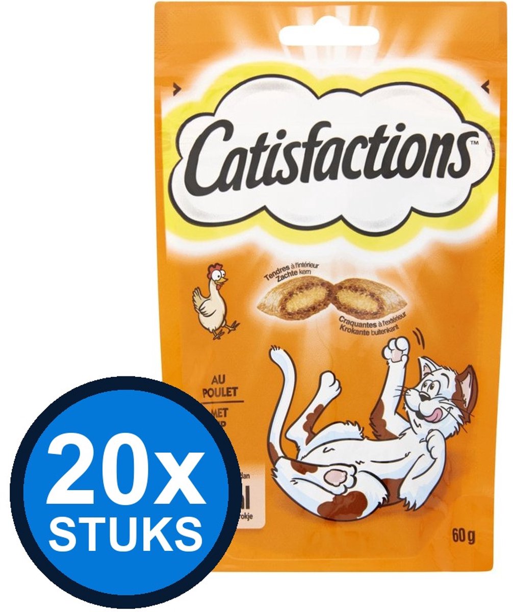 20x Catisfactions - kip 60gr - Kattenvoer Snacks - 60 g