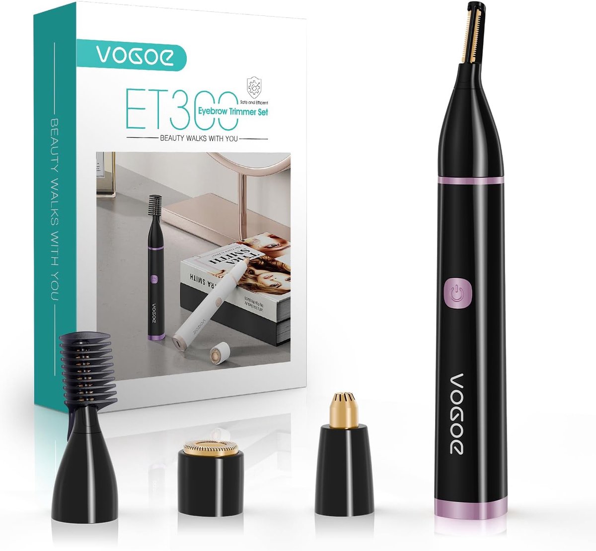 SnelShoppen - 3-in-1 Oplaadbare Wenkbrauwtrimmer voor Vrouwen - Pijnloze Gezichtshaarverwijderaar, Waterdicht, Voor Wenkbrauwen, Wangen, Bovenlip, Kin