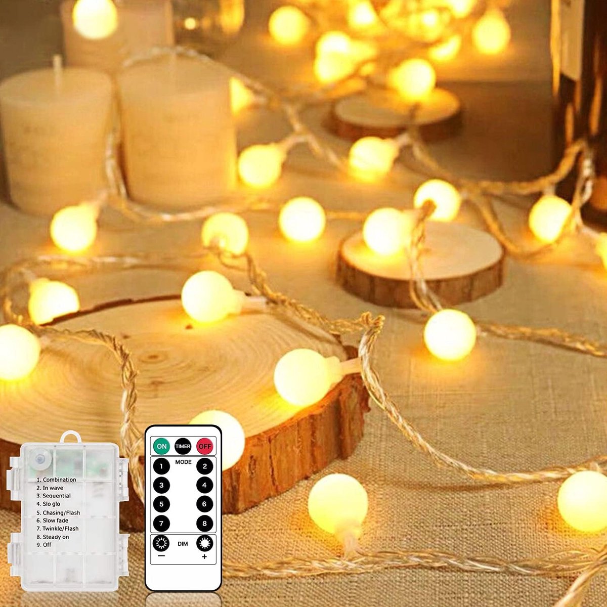 Thijox - LED Lichtsnoer voor Buiten en Binnen, 10,5 m, 100 Superheldere LED's, Waterdicht met Afstandsbediening, 8 Modi, Perfect voor Kerstverlichting