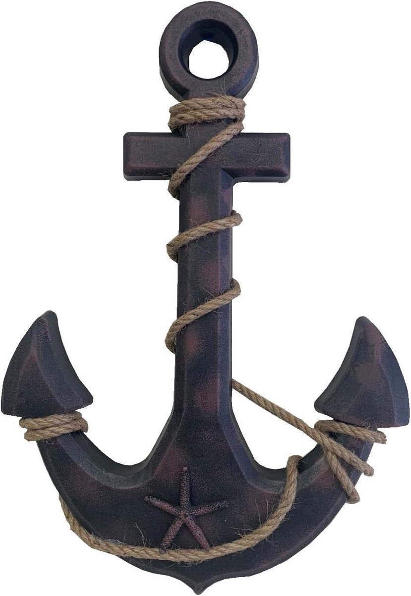 Houten Wandbord - Decoratief Anker - Maritieme Sfeer Creëren - Verweerd Hout Effect - 457 cm - Blauw