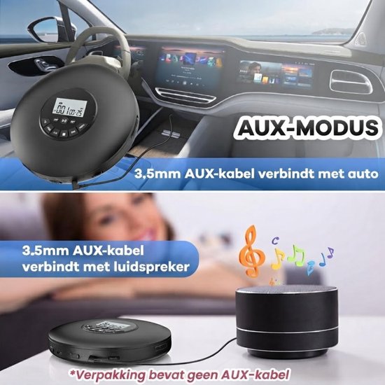 SP® CD Speler Draagbare - Draagbare Bluetooth CD Speler - CD Speler - Zwart - 15cm x 15cm x 3cm van SP — afbeelding 3