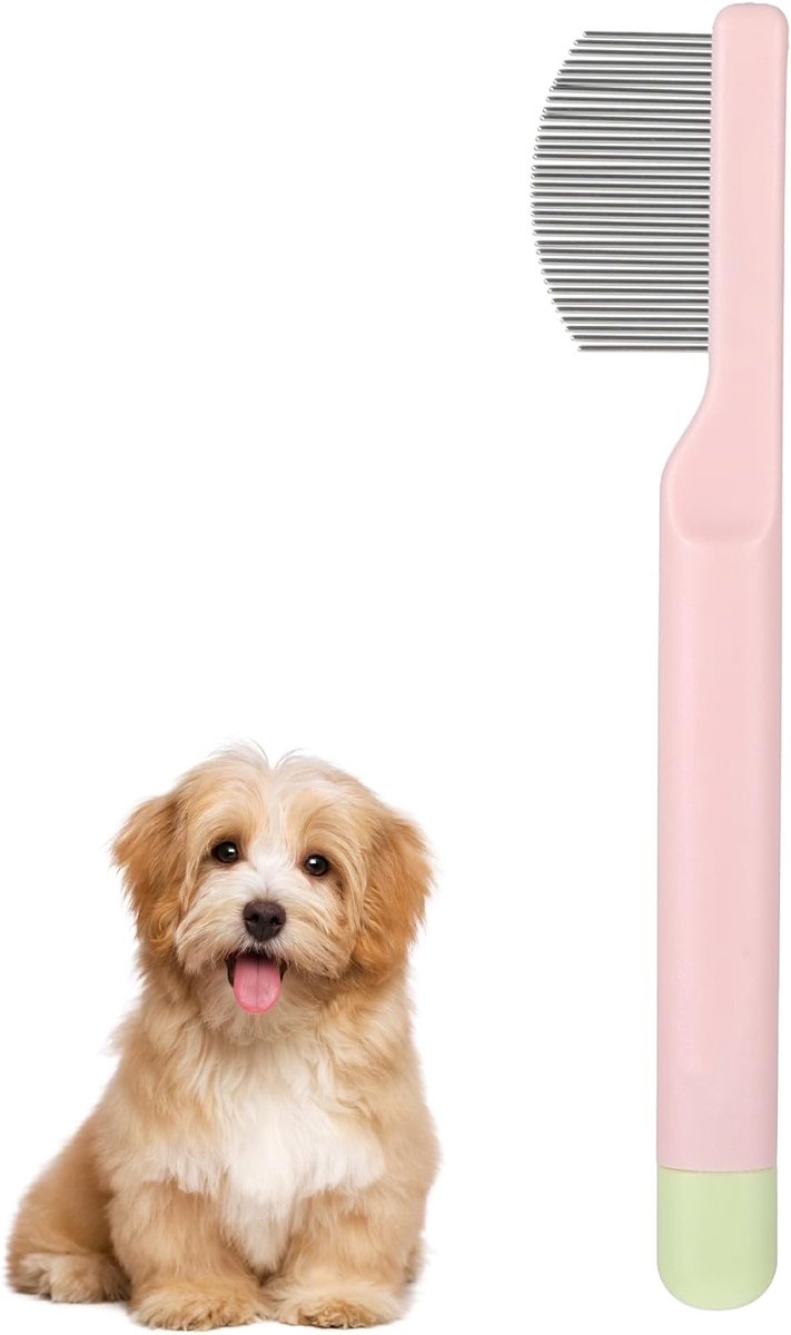 SnelShoppen - Gezichtsverzorgingskam voor Huisdieren - Oogkam voor Honden en Katten - Roestvrijstalen Traanvlekkenverwijderaar - Zachte Gezichtsborste