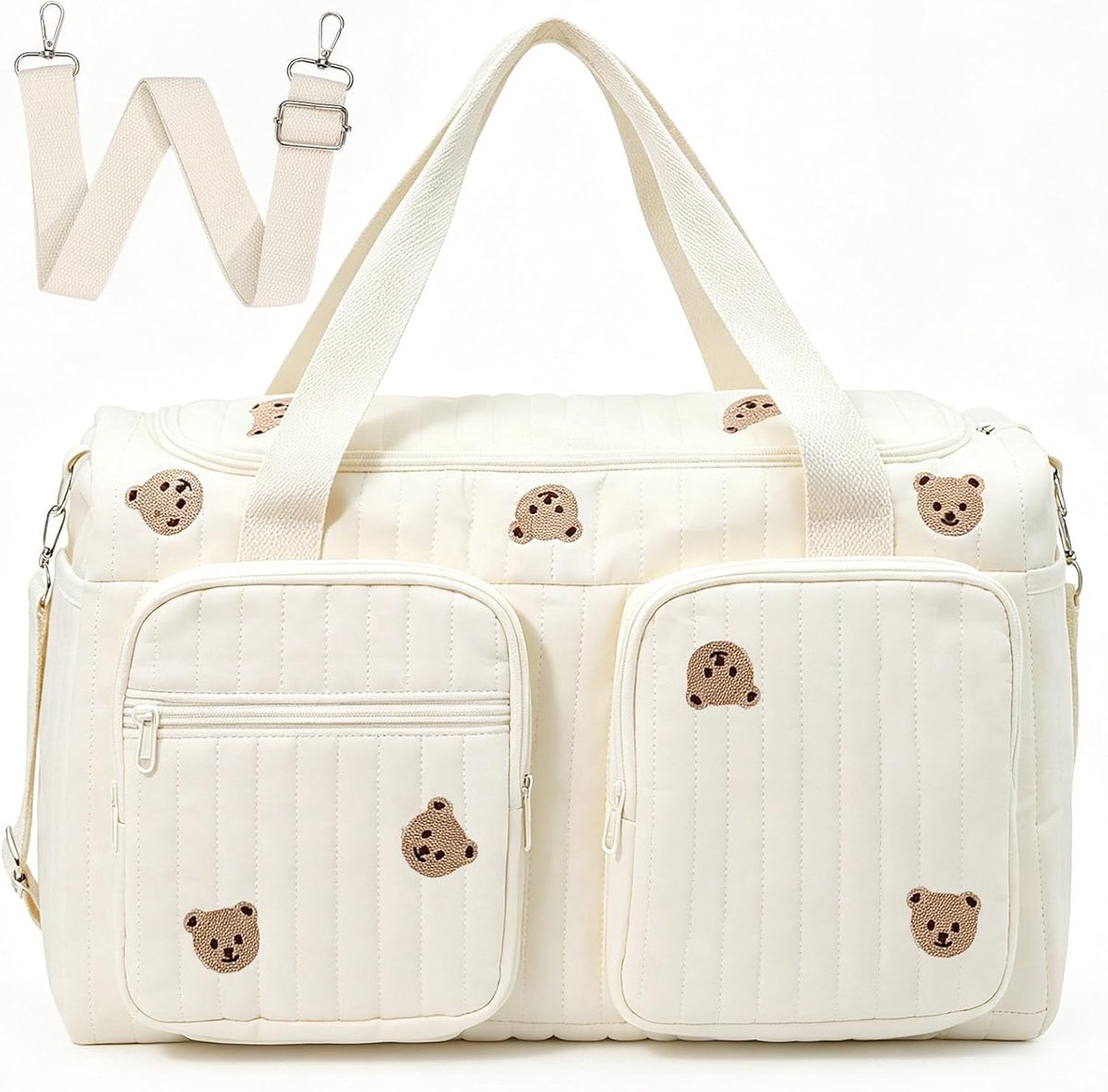 SnelShoppen - Multifunctionele Luiertas - Baby Maternity Bag - 48x26x22cm - Beige Berenpatroon - Handige Diaper Bag voor Mama - Verloskamer & Dagelijk