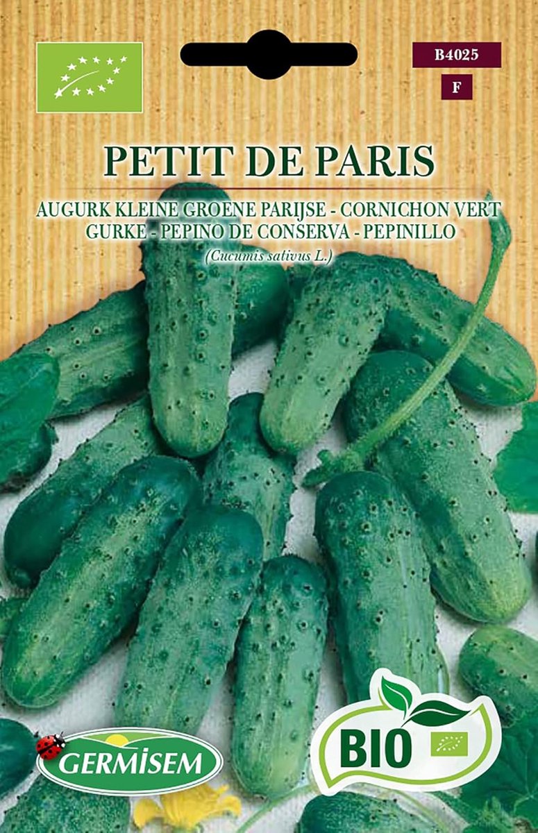 SnelShoppen - Biologische Komkommerzaadjes voor de Tuin - Germisem Petit de Paris - 2g - Voor een Rijke Oogst van Juli tot Oktober