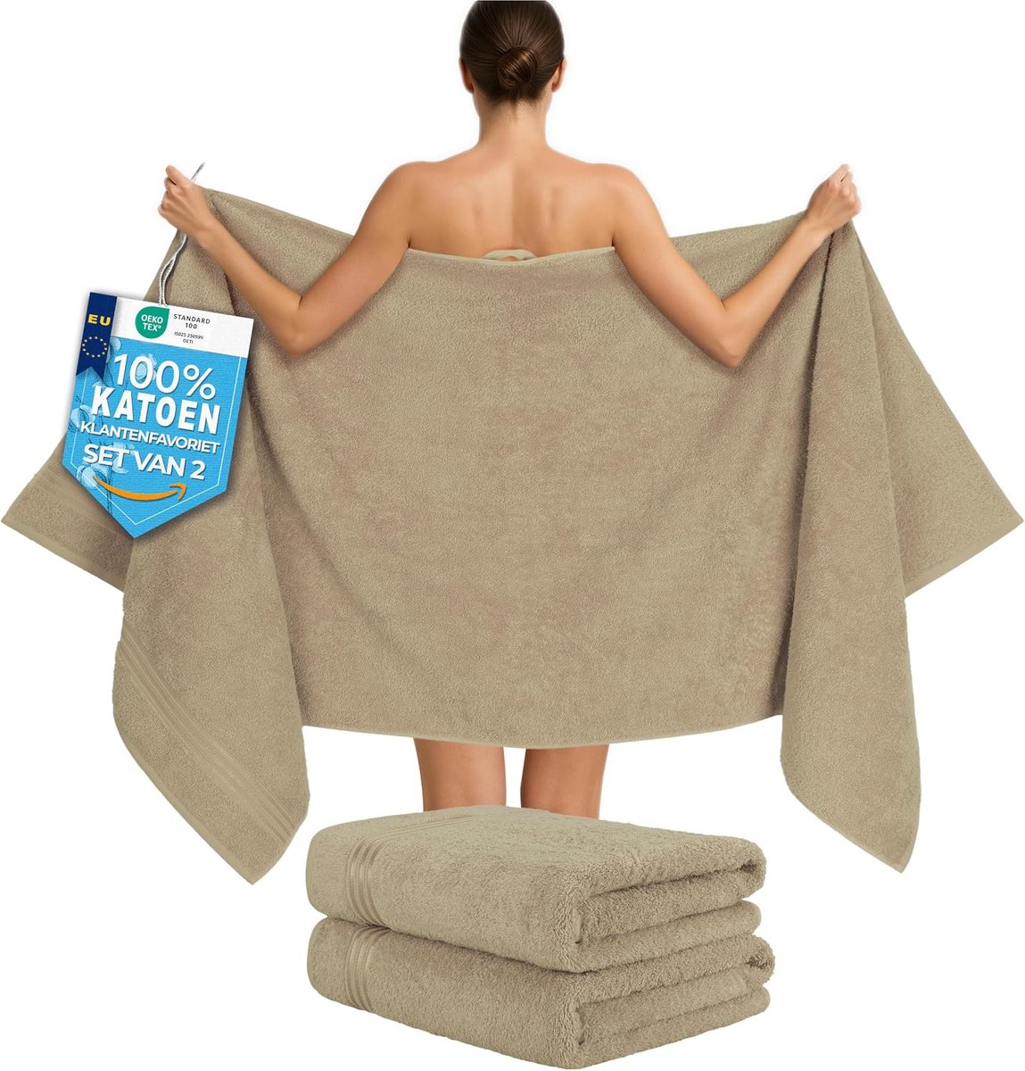 SnelShoppen - Hammetex Sauna Handdoeken Set van 2 - Extra Grote 80x200 cm Badhanddoeken - 100% Katoen - OEKO-TEX Gecertificeerd - Zacht en Absorberend
