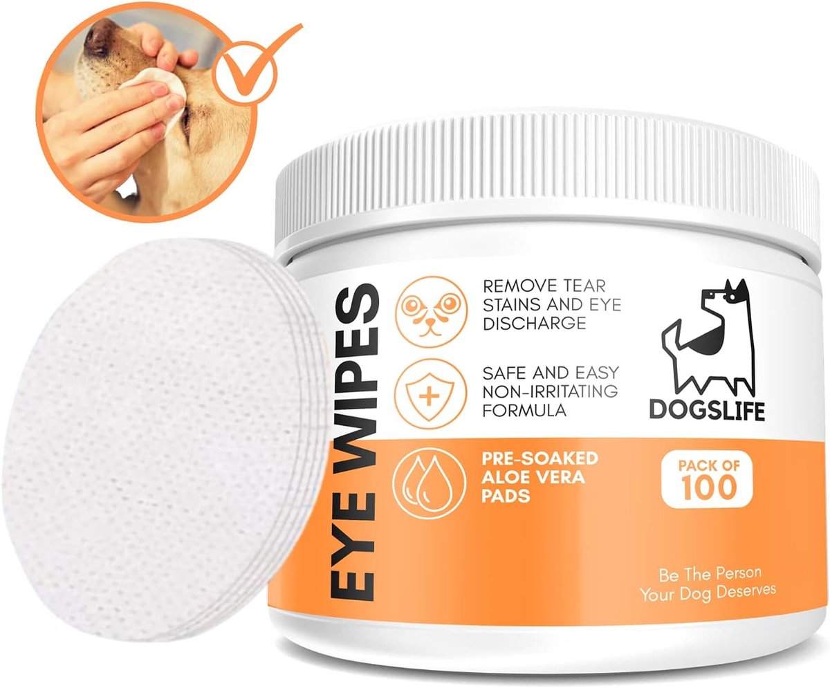SnelShoppen - DogsLife Oogdoekjes - Oogwipes voor honden - Verwijdert traanvlekken en oogafscheiding - 100 Stuks - Voor een frisse blik