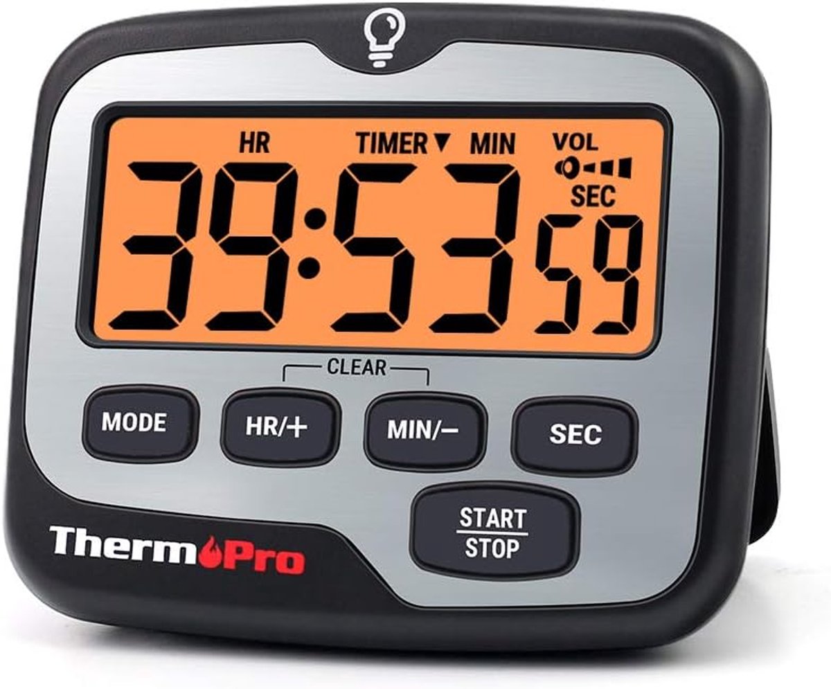 Thijox - TM01 Digitale Keukentimer met Groot LCD-scherm, Multifunctionele Timer, Aftelfunctie, Instelbaar Alarm en Achtergrondverlichting voor Keuken