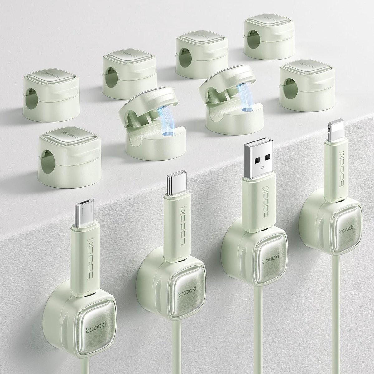 Thijox - 12x Zelfklevende Kabelhouder Clips - Magnetisch Kabelmanagement met Sterke Hechting, Herpositioneerbare Antislip Kabelclips voor Bureau, Nach