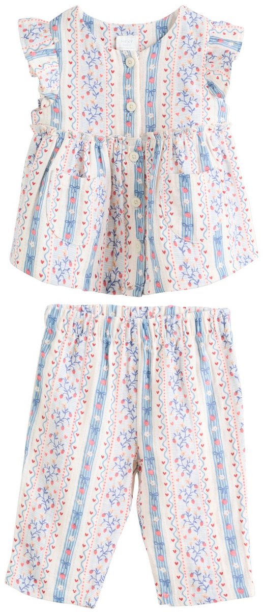 Next - Meisjes - 2-delige set voor baby's van geweven top en broek - Wit