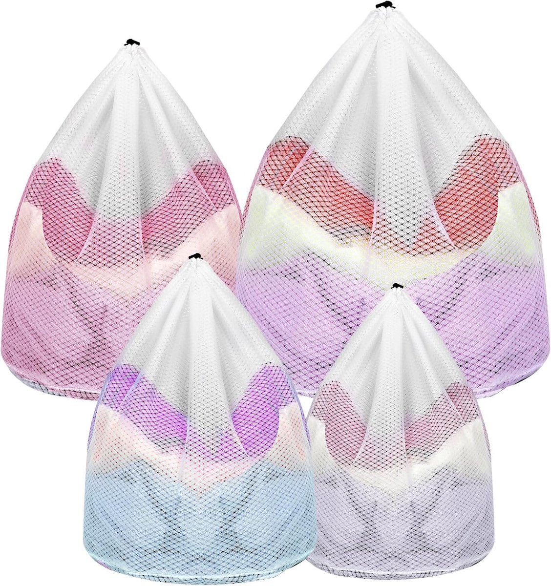 Thijox - 4 Stuks Waszakken Wasmachine, Grote Wasnet, Herbruikbaar Netzak voor Wasgoed, 40x30 cm met Koordstopper, Beschermt Kleding en BH, Zacht en Ad