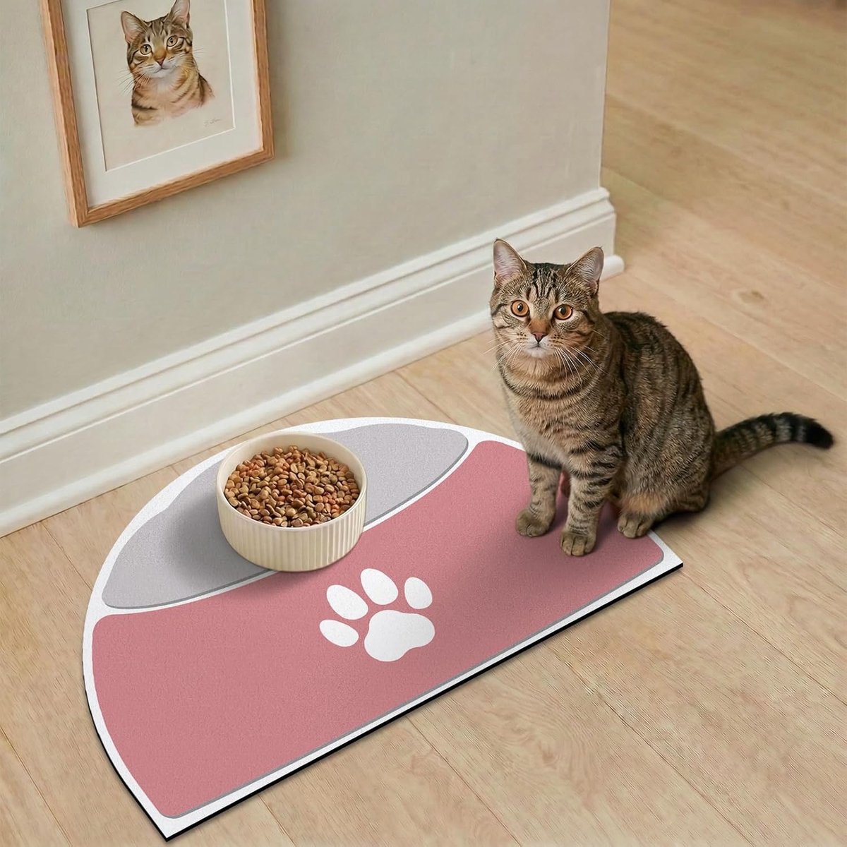 SnelShoppen - Dog Feeding Mat 51 x 30.5 cm - Absorberende Voer Mat voor Honden en Katten - Semi-Ronde Eetmat - Ideaal voor Voer- en Drinkbakken - Prak