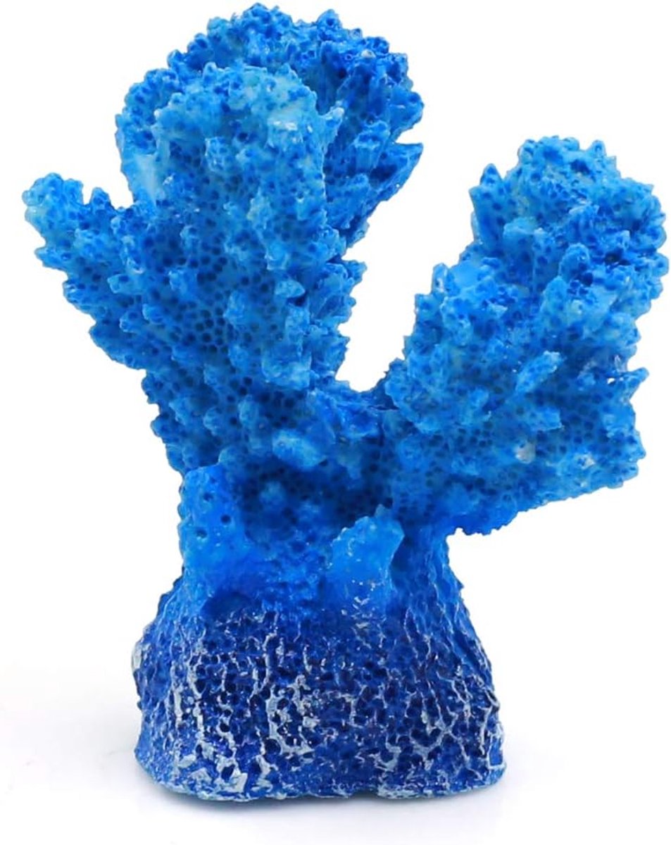 SnelShoppen - Mini Aquarium Plant Blauwe Resin Decoratie Ornament voor Betta Vissen, 5.5 x 3.5 x 5.8 cm, Duurzaam en Levendig voor Aquariums