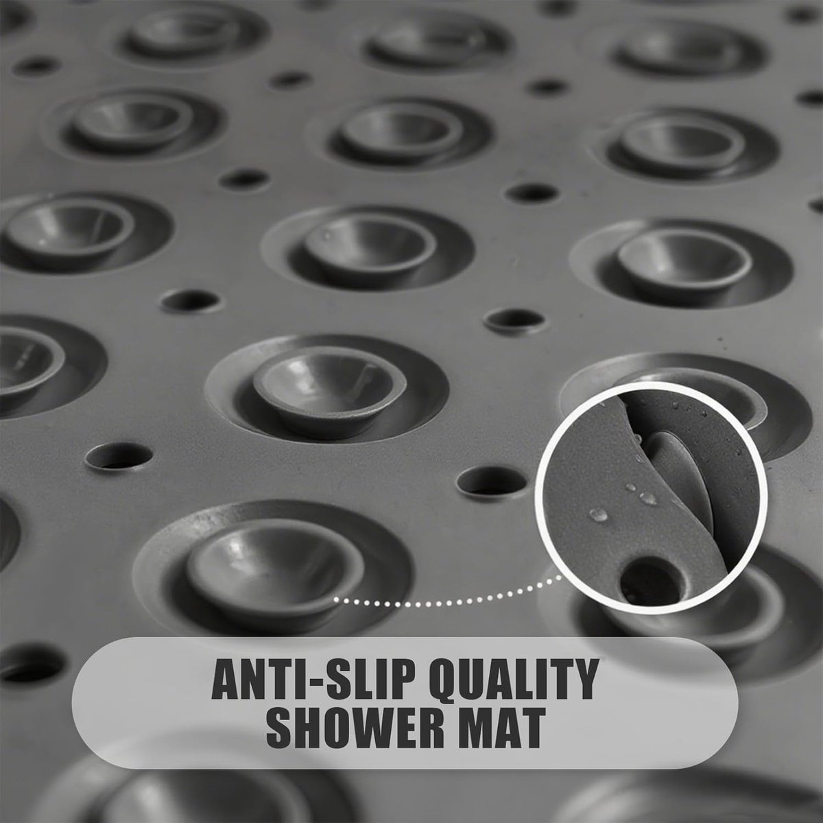 SnelShoppen - Douchemat Vierkant Antislip Schimmelbestendig PVC Machinewasbaar met Sterke Zuignappen en Afvoeropeningen voor Binnen Douche 53 x 53 cm