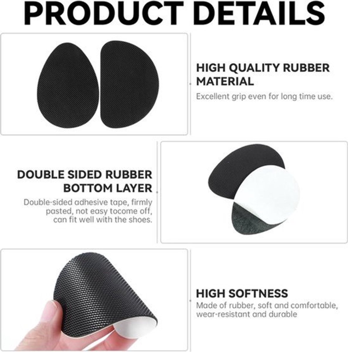 Schoenzoolbeschermers - 4 paar anti-slip grips voor sneakers, hakken en laarzen (8 stuks) met ruisonderdrukking