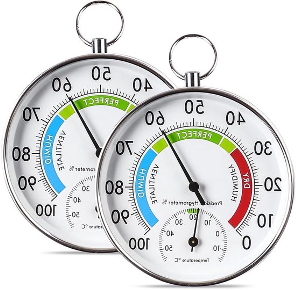 Analoge Hygrometer: 2 Stuks Thermometer Hygrometer voor Precieze Temperatuur en Luchtvochtigheid in Kamer - Groeikas Regelaar